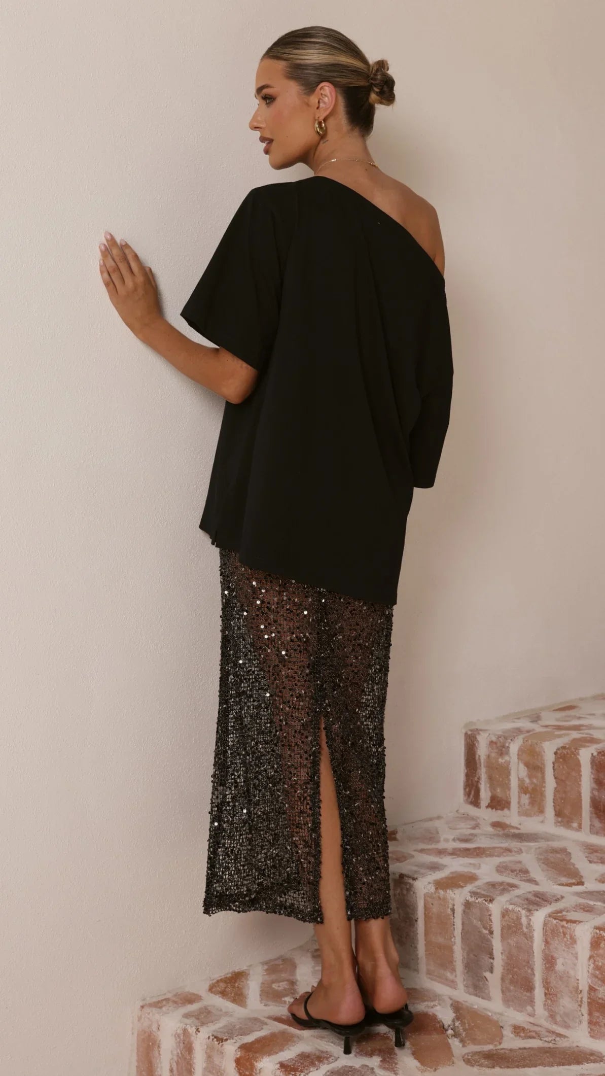 Verlo Sequins Maxi Skirt Black