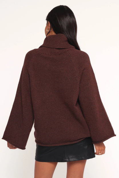 Bindy Cowlneck Knit Sweater Brown
