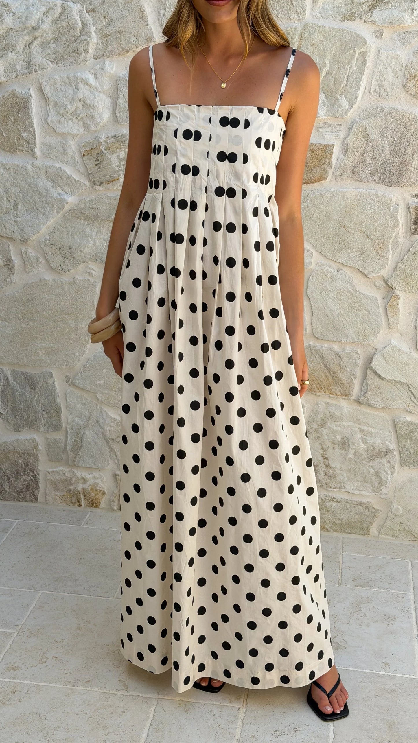 Felicity Maxi Dress White Black Spot