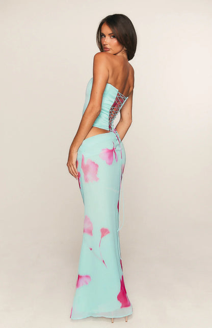 Peach Fizz Strapless Maxi Dress Amalfi Muse