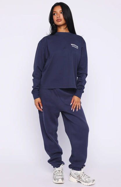 Cant Miss It Long Sleeve Tee Navy