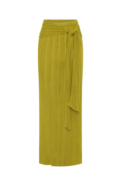 Out At Sea Knit Maxi Skirt Chartreuse