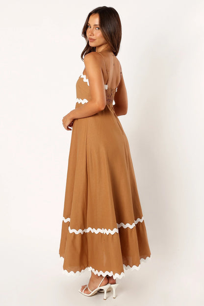 Yana Maxi Dress Tan White