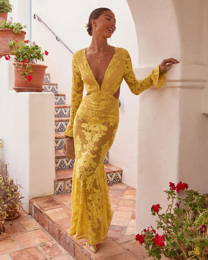 Jodie Cut Out Mesh Maxi Dress