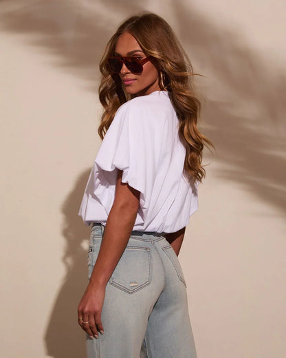 Kaylee Bubble Hem Cotton Crop Top