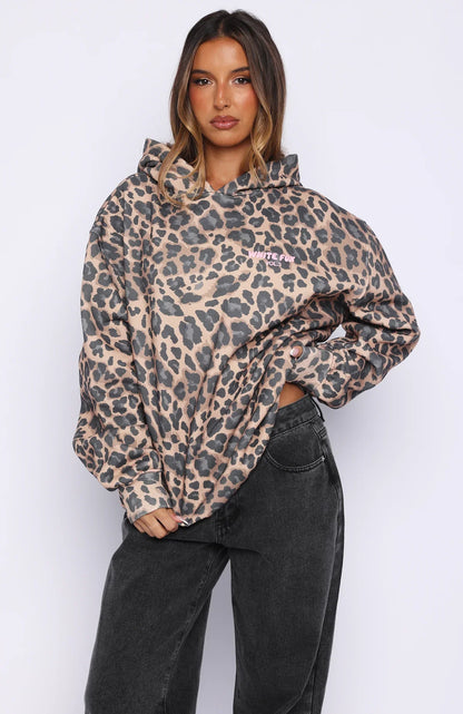 Offstage Printed Oversized Hoodie Dark Leopard