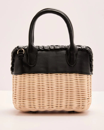 Sunelle Straw Basket Color Block Handbag