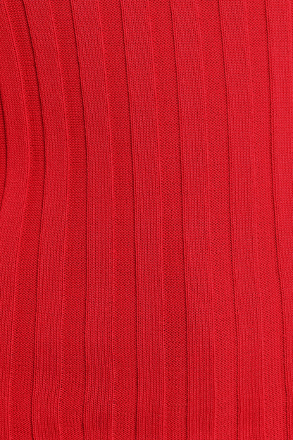 Aneesa Wide Rib Knit Top Red