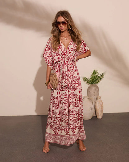 Carlea Abstract Print Waist Tie Jumpsuit
