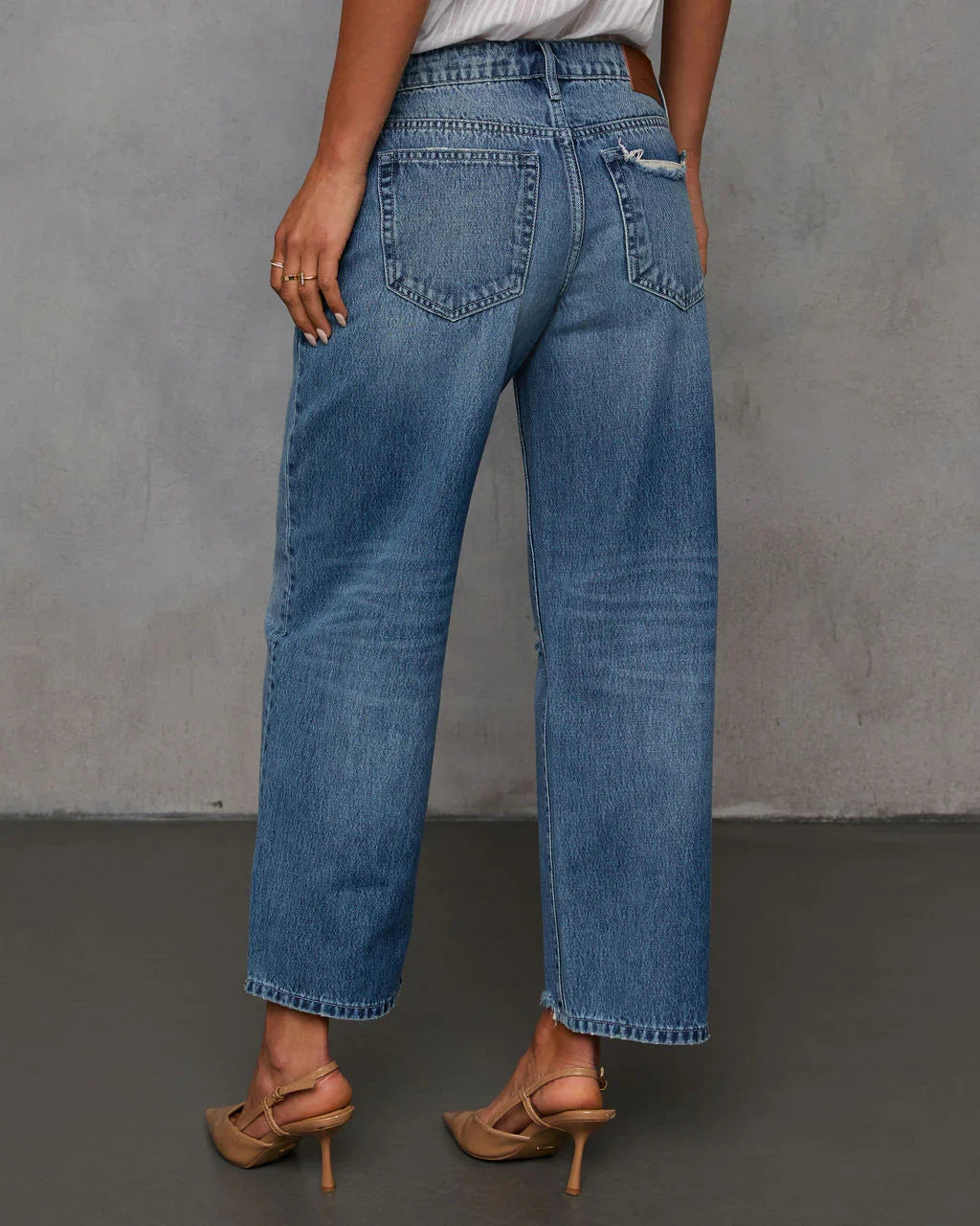 Olsen Rigid Distressed Barrel Jeans
