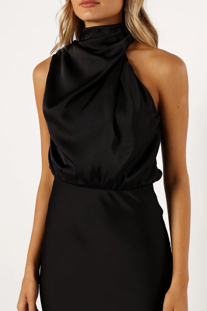 Anabelle Halter Neck Midi Dress Black