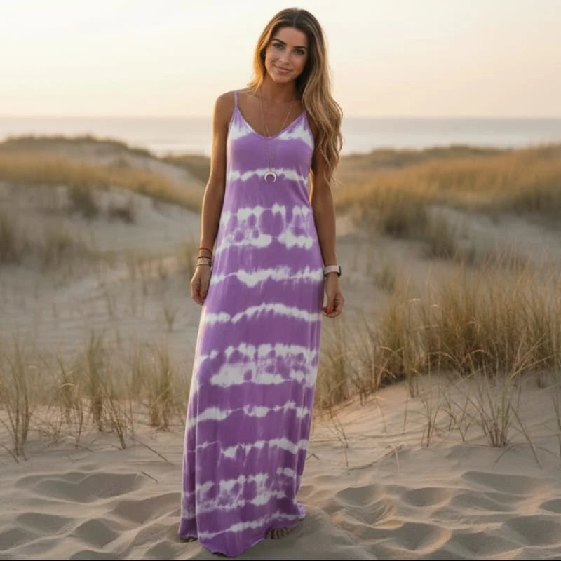 Casual Striped Sleeveless Maxi Dress
