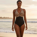 Tropical Twist Front Halter One Piece Swimsuit