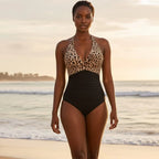 Tropical Twist Front Halter One Piece Swimsuit