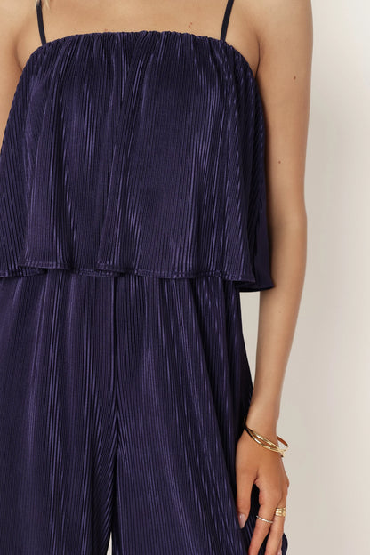 Jillian Plisse Jumpsuit Navy