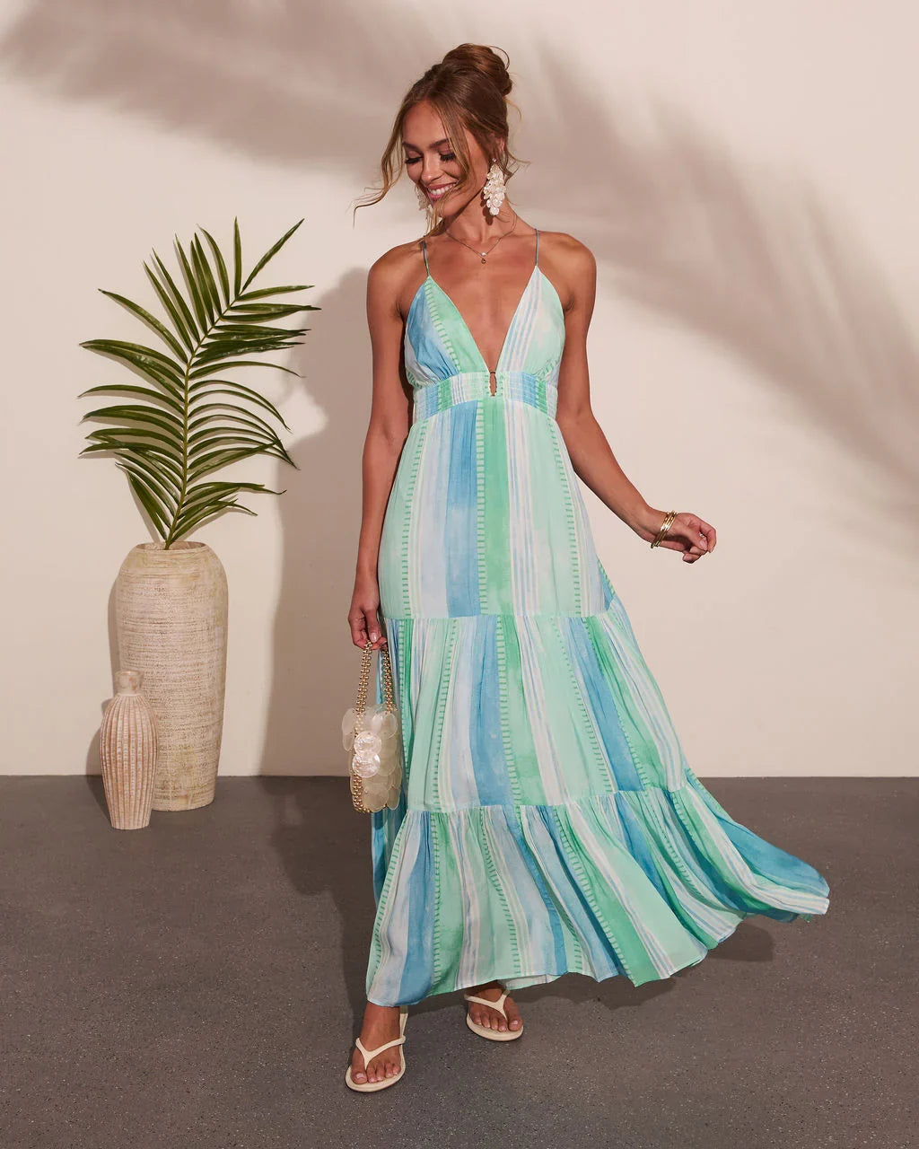 Amanah Geometric Print Maxi Dress