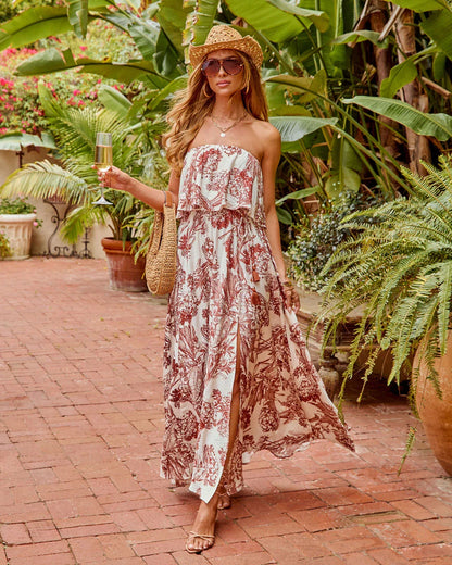 Lenai Strapless Floral Print Maxi Dress
