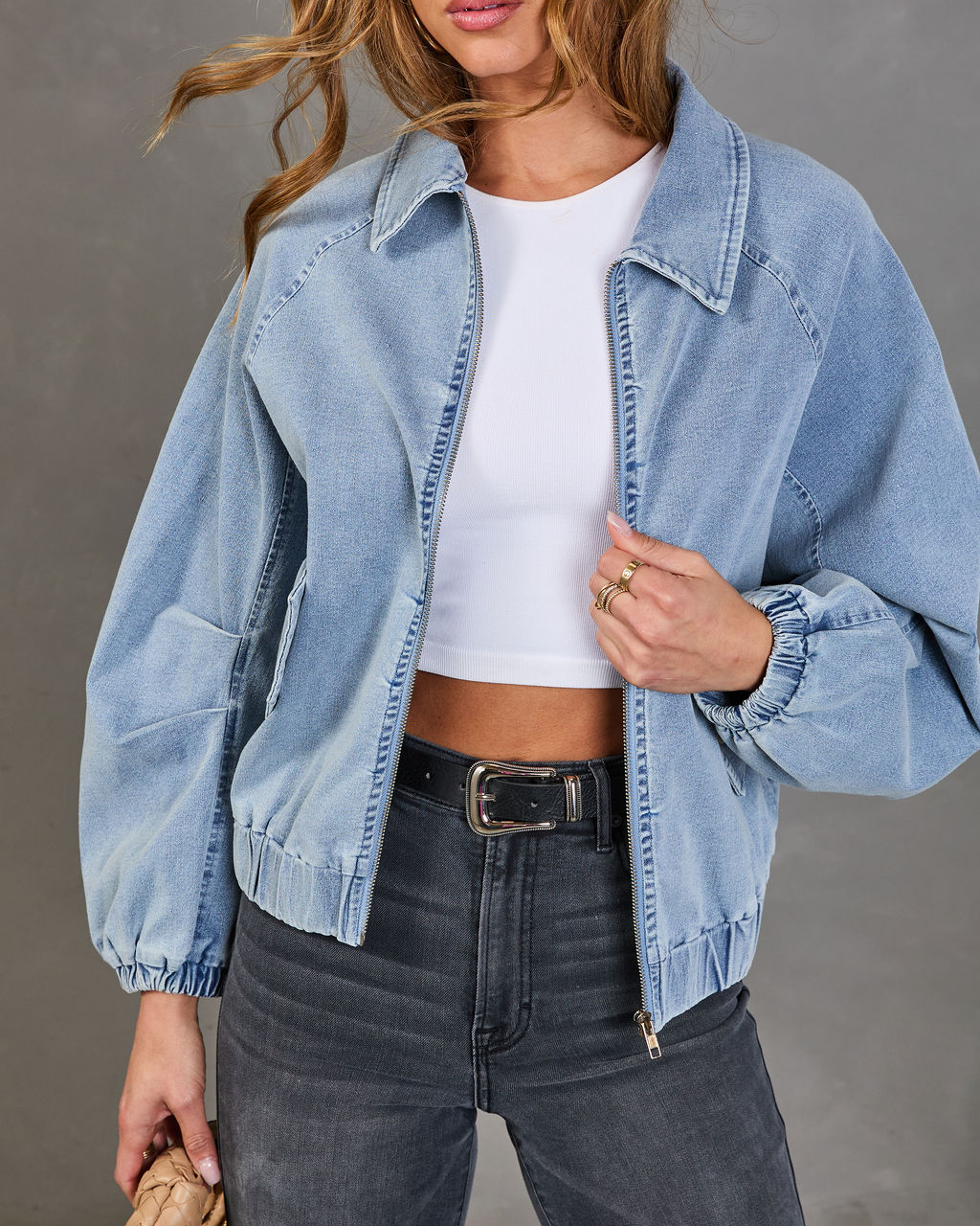 Free Spirits Denim Bomber Jacket