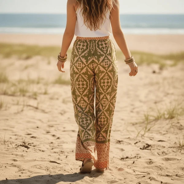 Boho Olive Sage Wide Leg Pants
