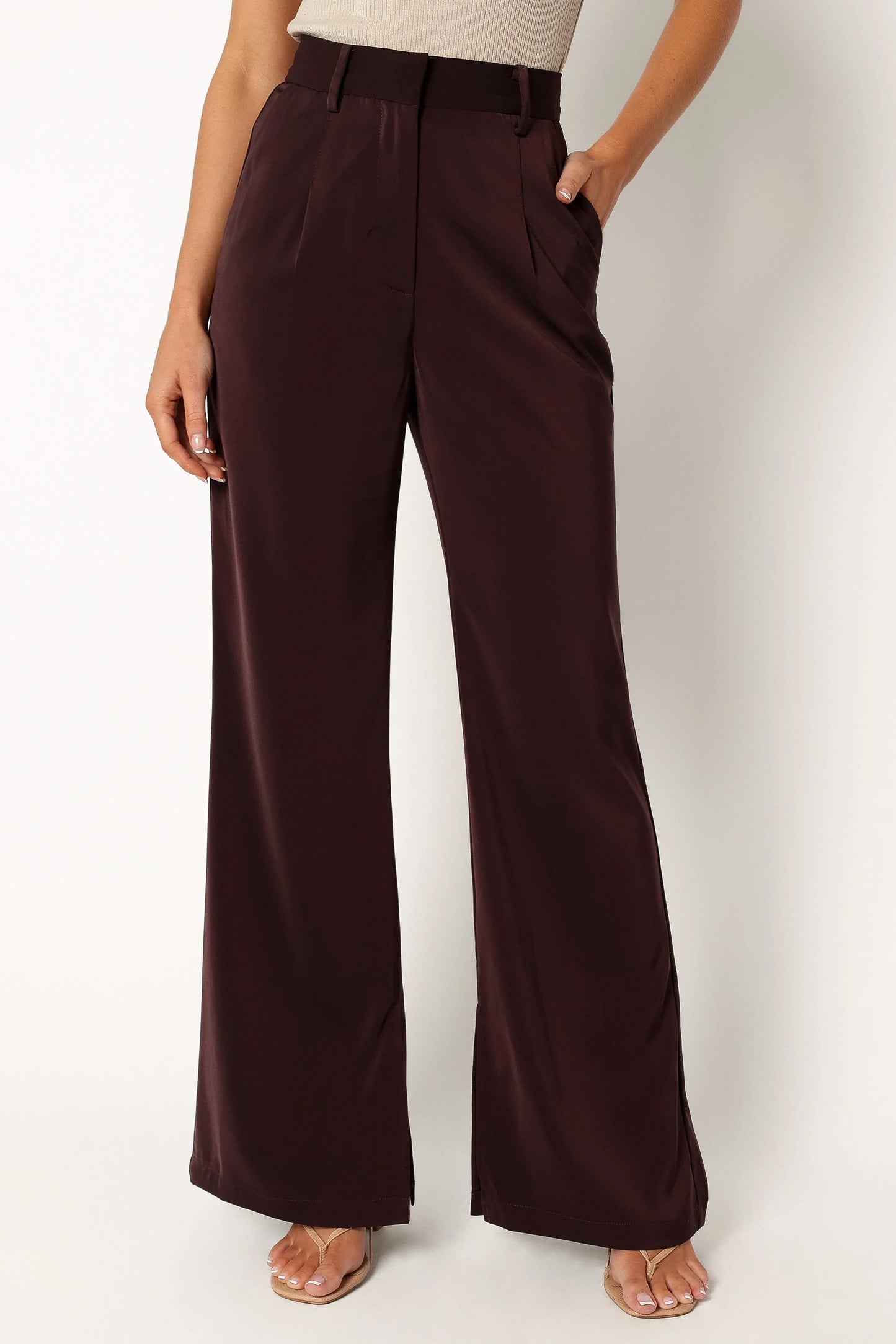 Neveah Silky Wide Leg Trousers Merlot