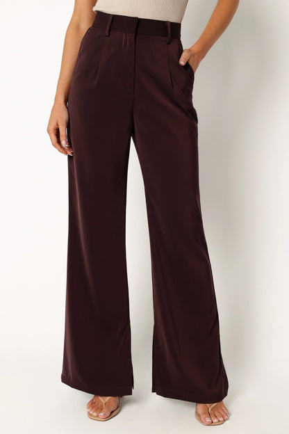 Neveah Silky Wide Leg Trousers Merlot
