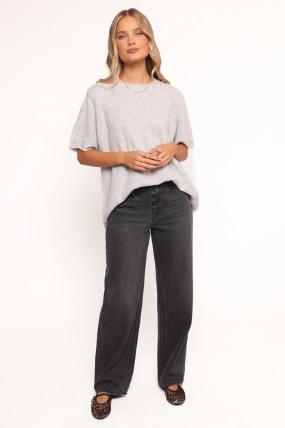 Morris Short Sleeve Oversized Sweater Tee Grey
