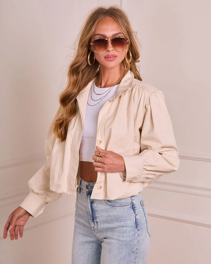 Cool Mornings Bubble Hem Bomber Jacket