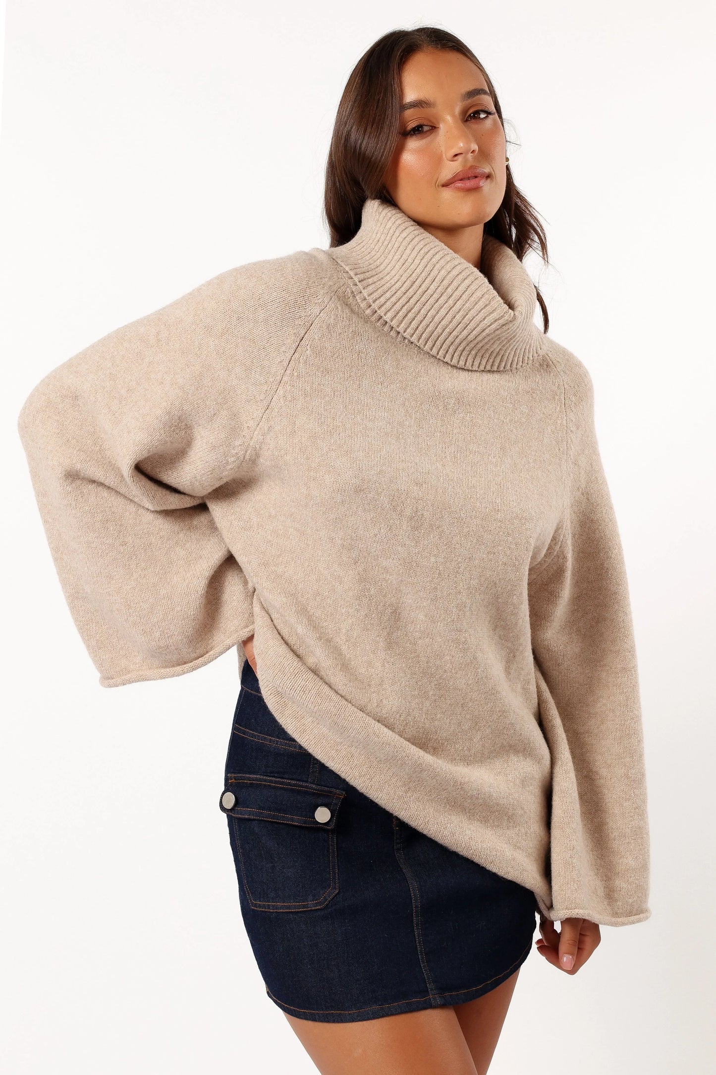 Bindy Cowlneck Knit Sweater Oatmeal