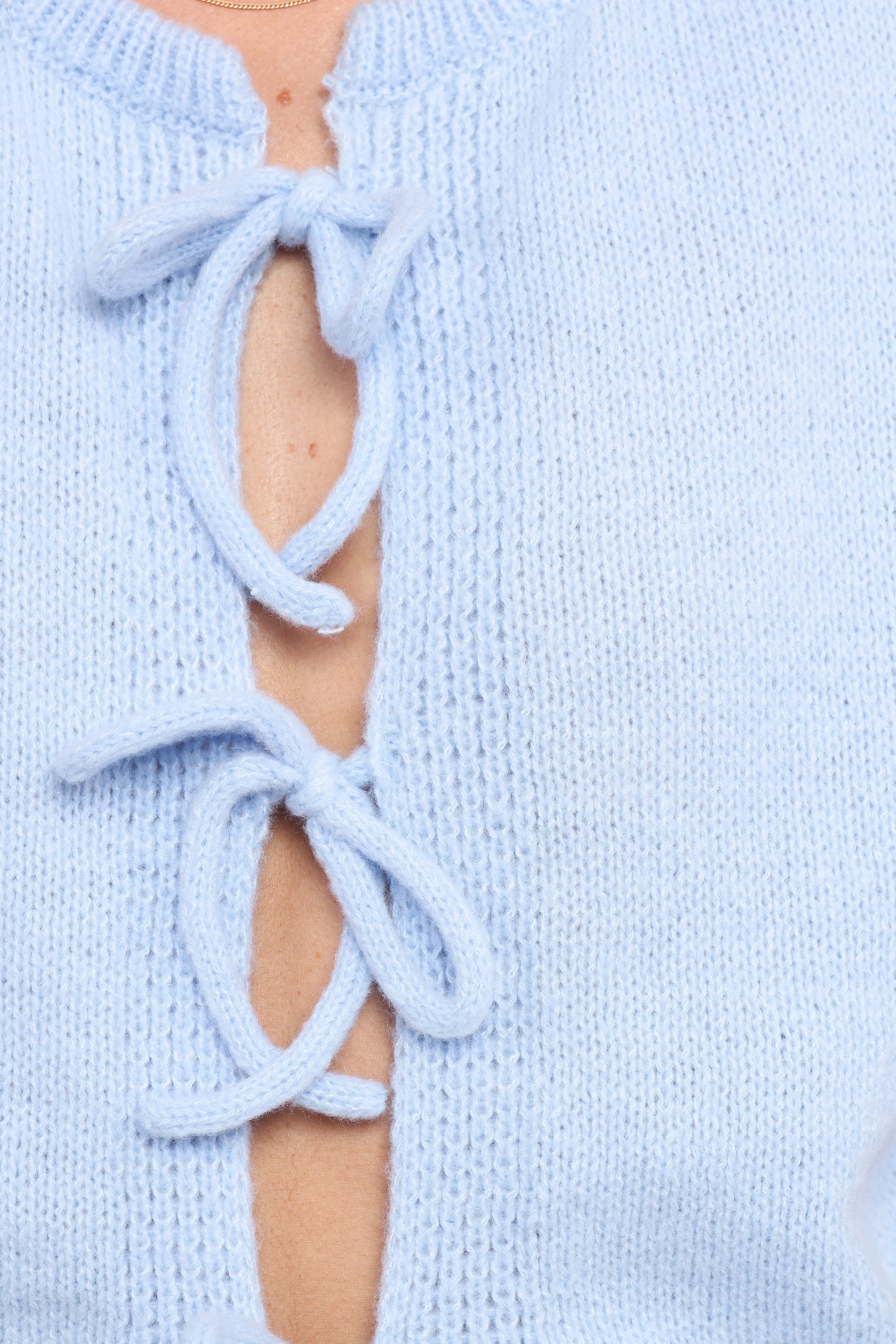 Koskie Tie Knit Top Blue