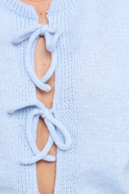 Koskie Tie Knit Top Blue