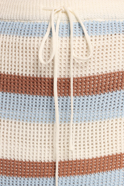 Fawn Knit Mini Skirt Tan Blue