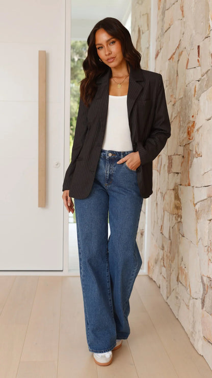 Hadrian Blazer Charcoal Pinstripe