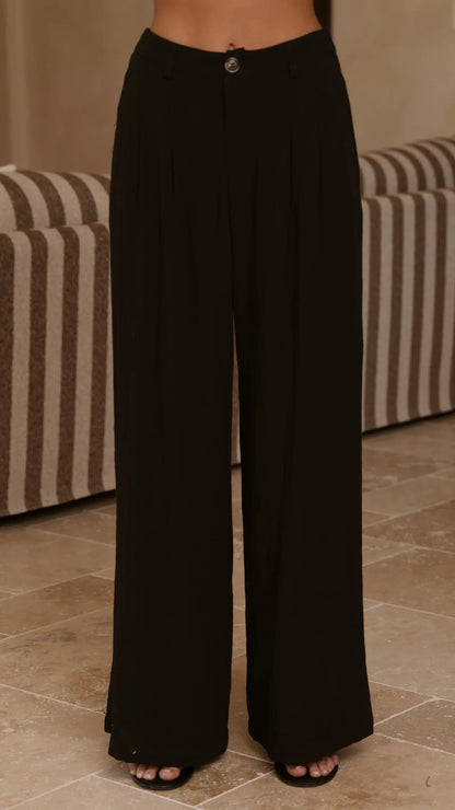 Leela One Shoulder Top and Pants Set Black