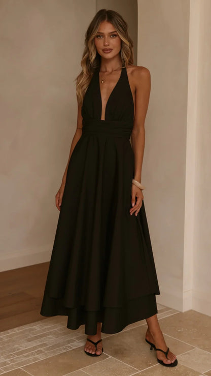 Kathy Halter Neck Maxi Dress Black