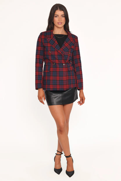 Juliette Blazer Red Plaid