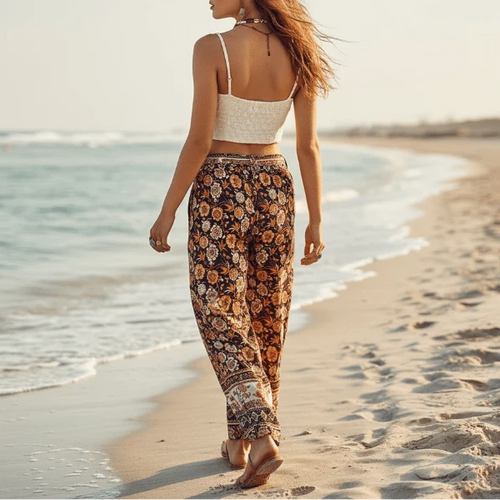 Autumn Bloom Boho Wide Leg Pants