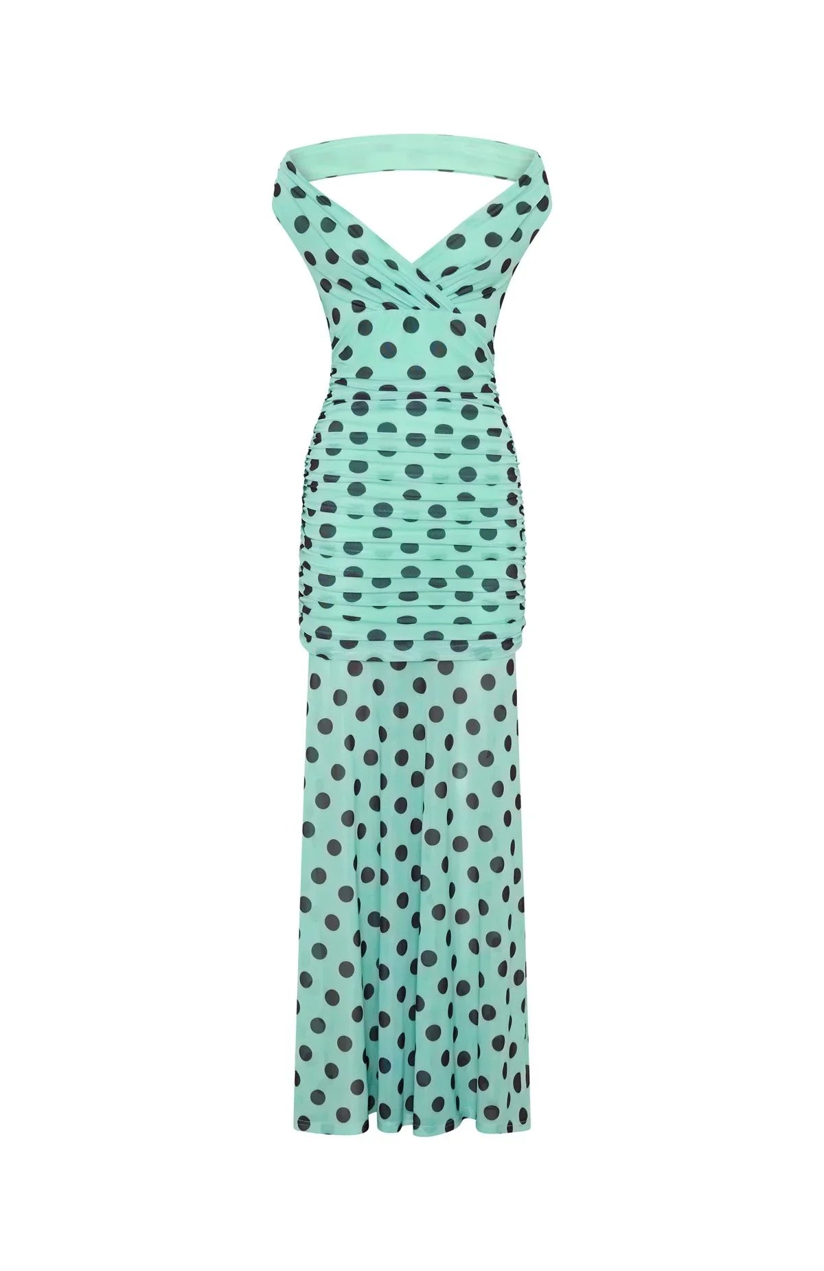 Sweet And Chic Maxi Dress Aqua Polka Dot