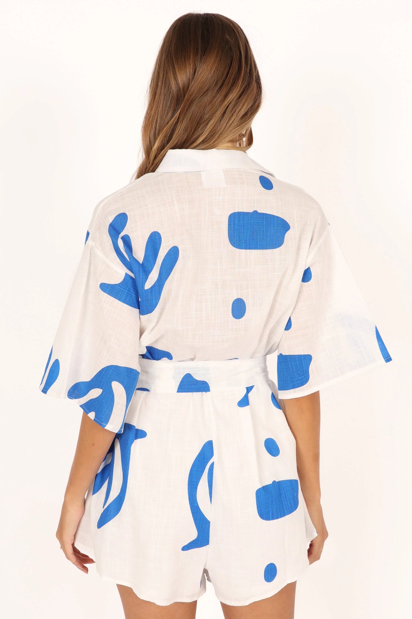 Kellie Romper White Blue