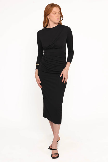 Rogan Long Sleeve Maxi Dress Black