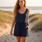 Sleeveless Button Up Romper