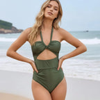 Halter Cut Out One Piece Monokini Swimsuit