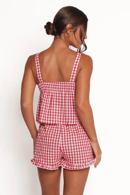 Isidore Gingham Short Set Red