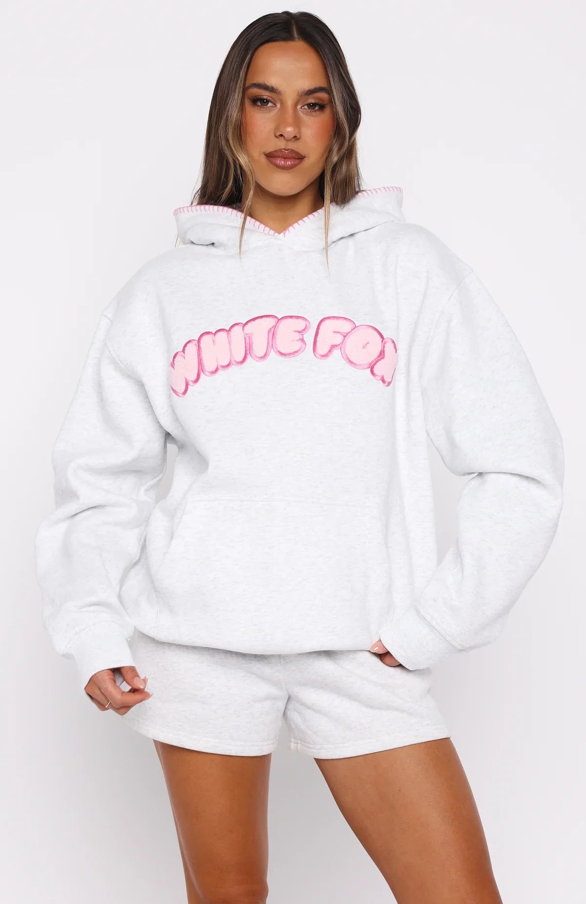 Vol 1 Front Graphic Oversized Hoodie Grey Marle