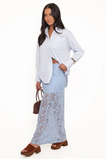 Brittany Lace Maxi Skirt Blue