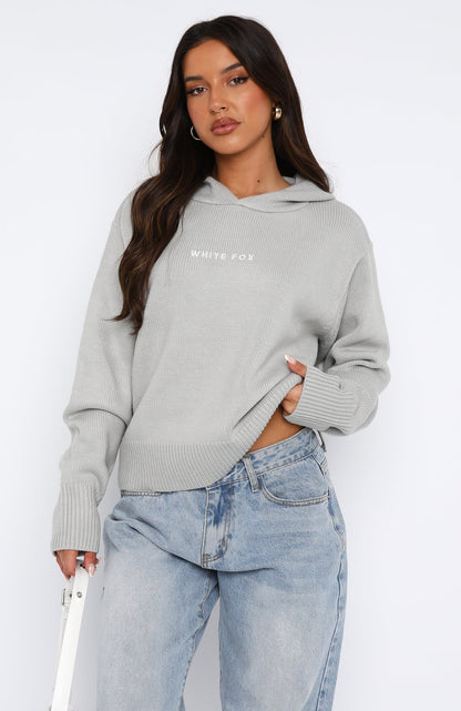 Its Cool Knit Hoodie Light Grey