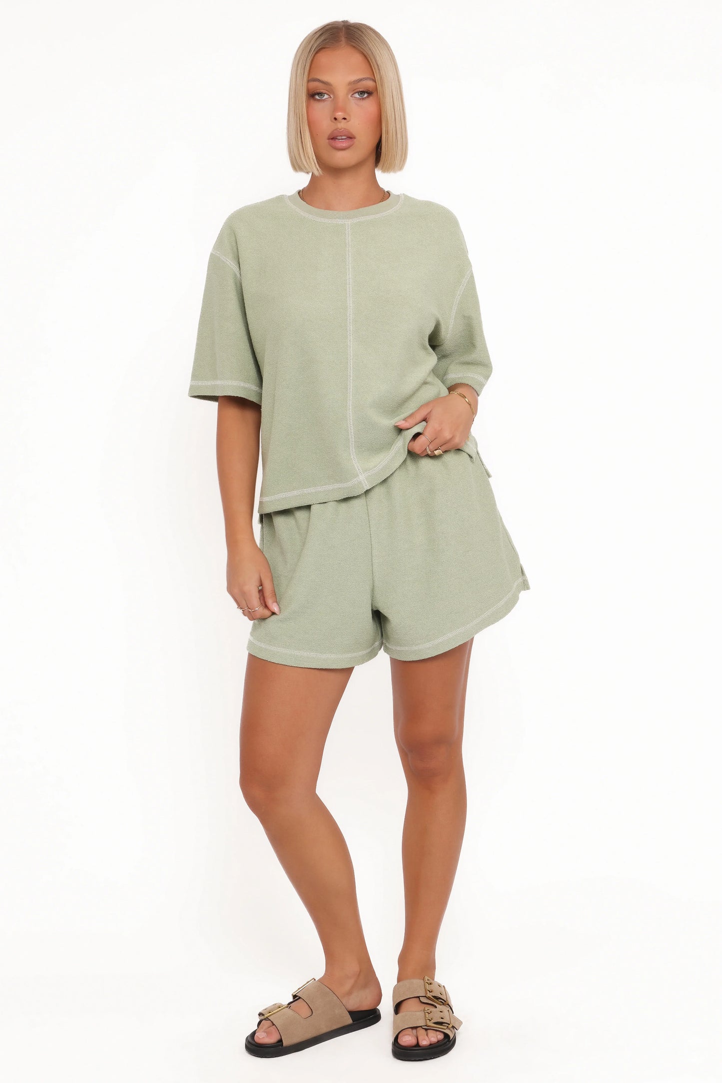 Melody Knit Short Set Matcha