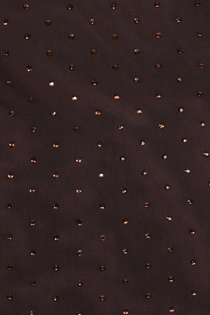 Alejandra Embellished Mesh Top Dark Chocolate