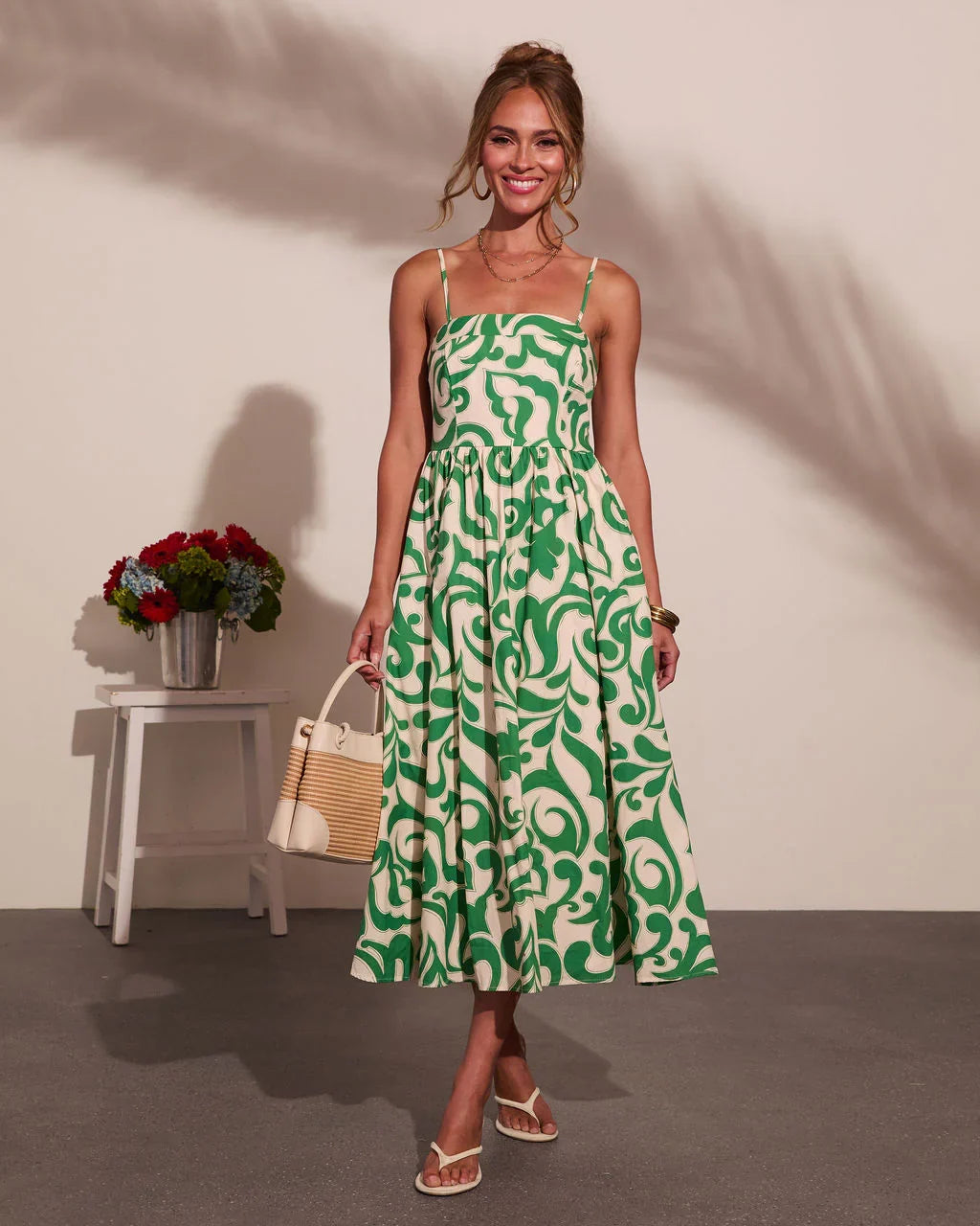 Coastal Heirloom Cotton Abstract Print Midi Dress