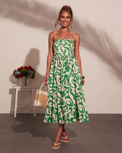 Coastal Heirloom Cotton Abstract Print Midi Dress