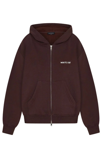 Test Drive Boxy Zip Front Hoodie Chocolate